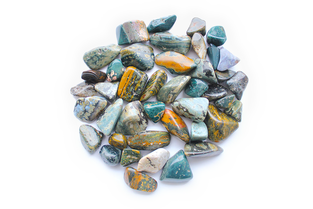 Sea Jasper Tumble Stones. Interior home decoration. Luxury Modern decoration