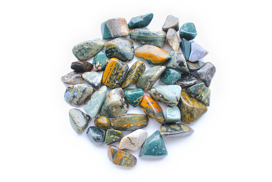 Sea Jasper Tumble Stones. Interior home decoration. Luxury Modern decoration