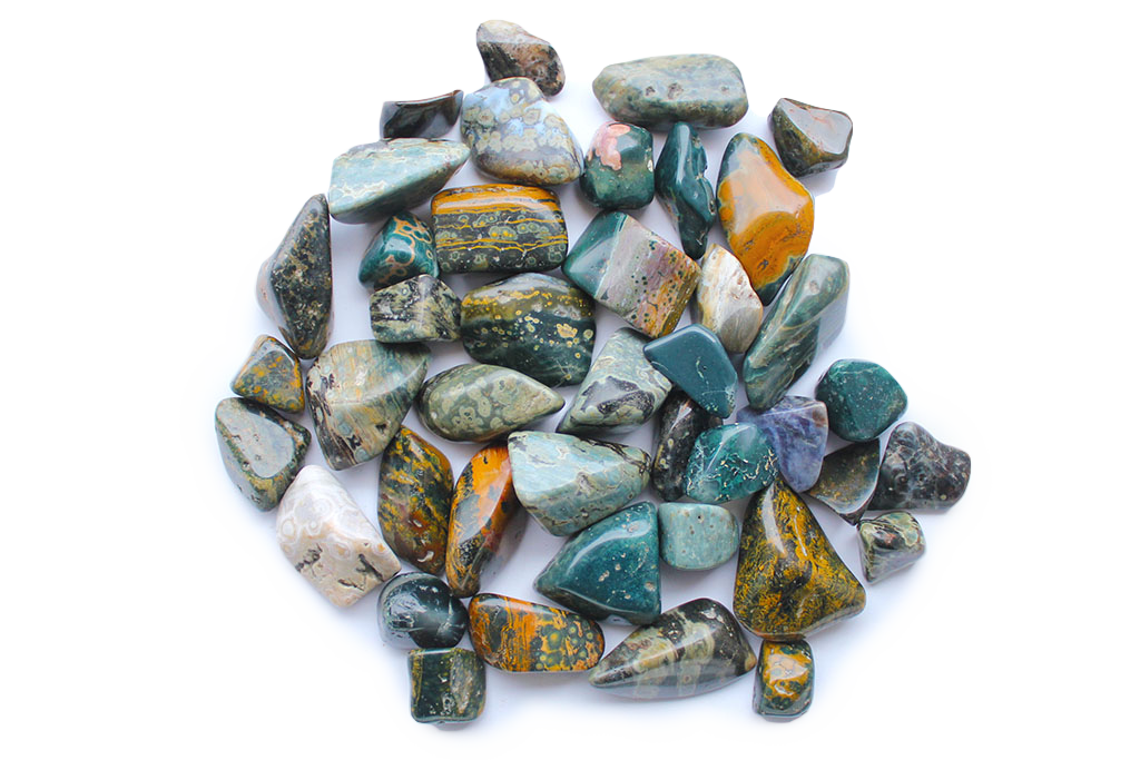 Sea Jasper Tumble Stones. Interior home decoration. Luxury Modern decoration