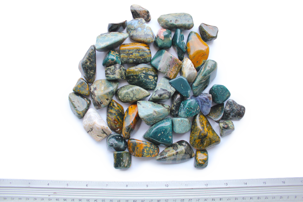 Sea Jasper Tumble Stones. Interior home decoration. Luxury Modern decoration