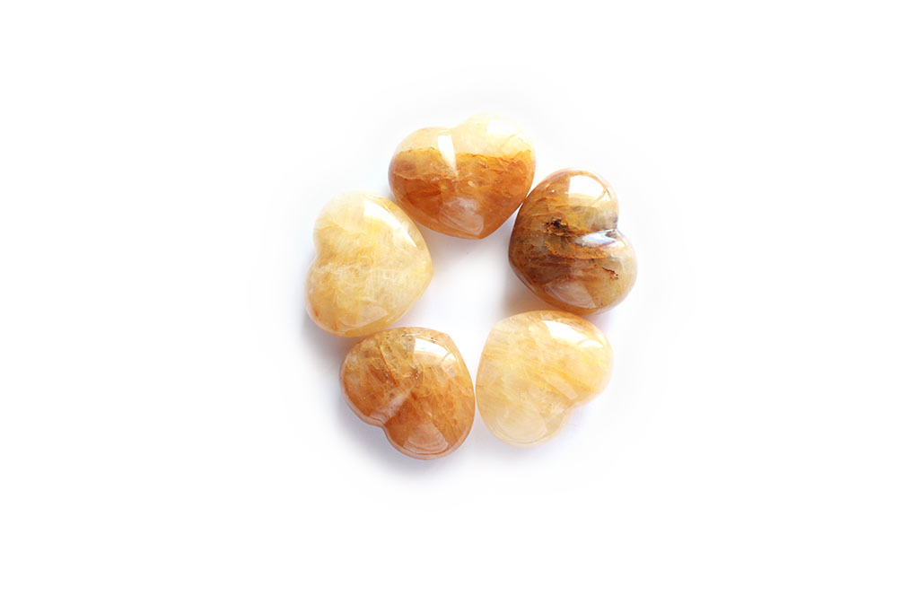 Yellow Hematoid Handmade Jewelry Heart Carvings. Gift or Decorative items