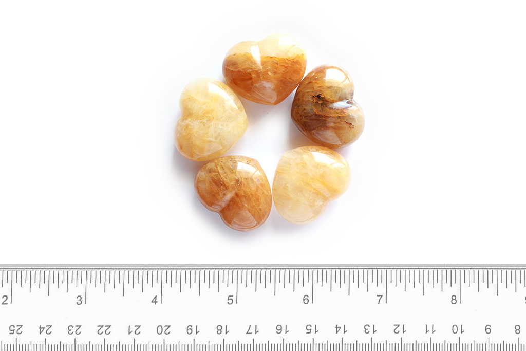 Yellow Hematoid Handmade Jewelry Heart Carvings. Gift or Decorative items