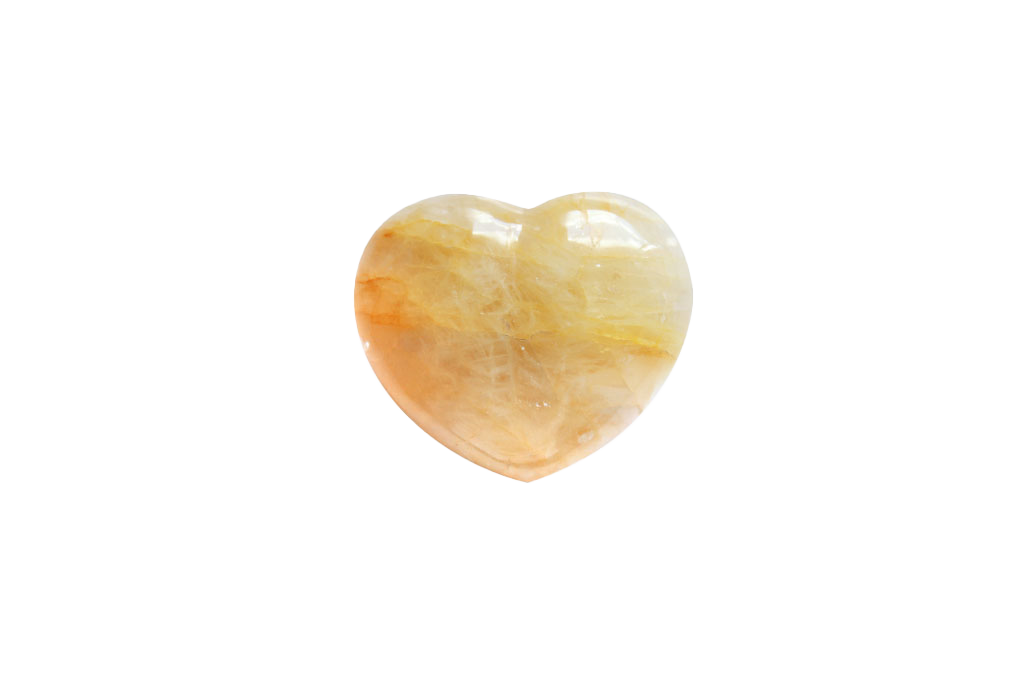 Yellow Hematoid Handmade Jewelry Heart Carvings. Gift or Decorative items