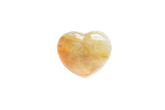 Yellow Hematoid Handmade Jewelry Heart Carvings. Gift or Decorative items