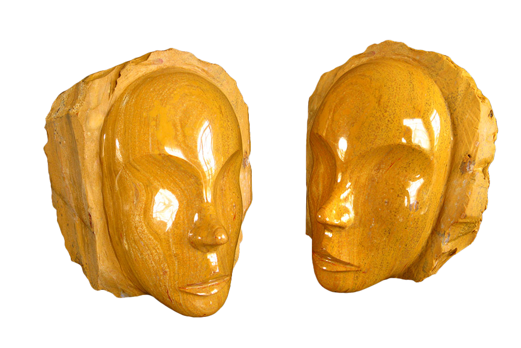 Yellow Jasper Face Carvings