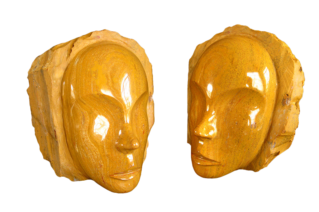 Zebradorite Face Carvings. Luxury Modern Interior Decoration