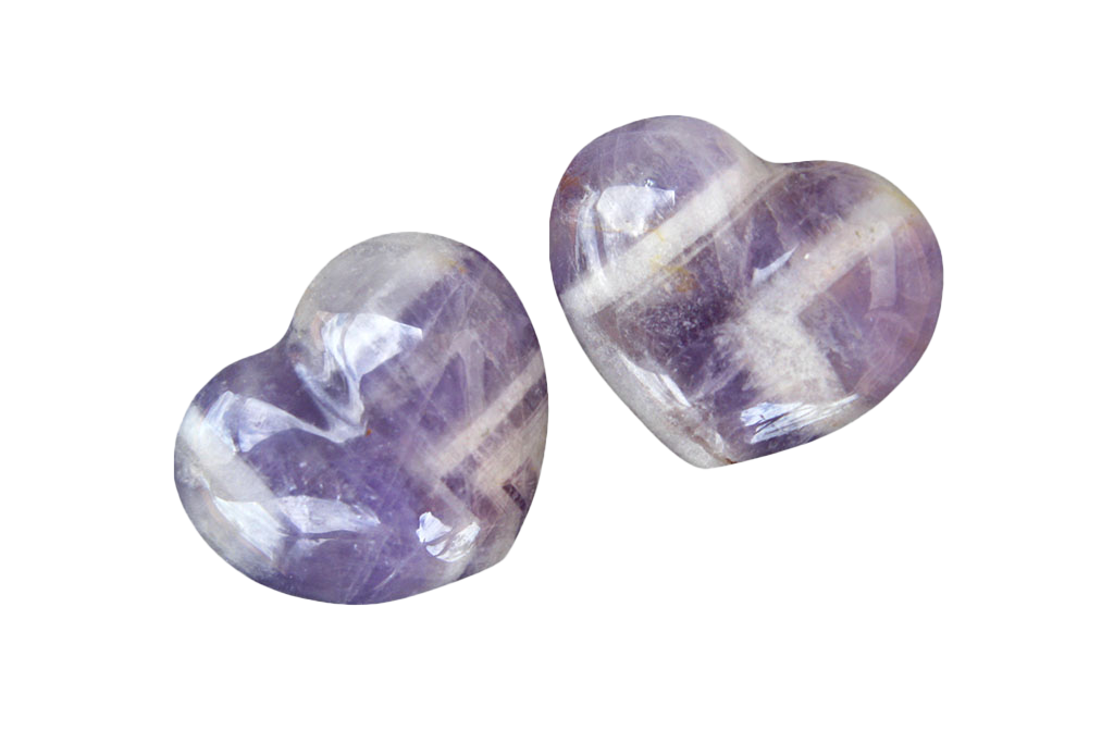 Banded Amethyst Handmade Jewelry Heart Carvings. Gift or Decorative items