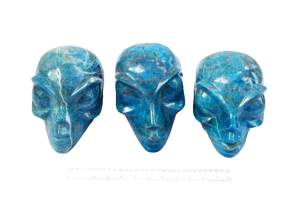 Apatite Alien Face Carvings