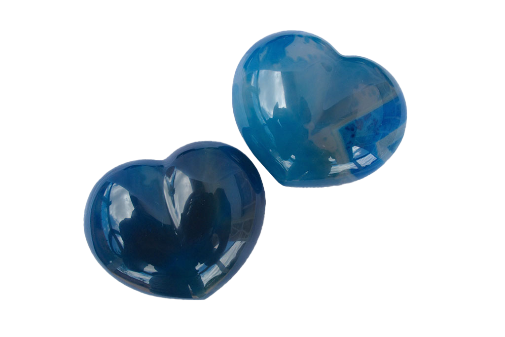 Blue Agate Heart Carvings. Luxury and modern home decor. Gift idea items