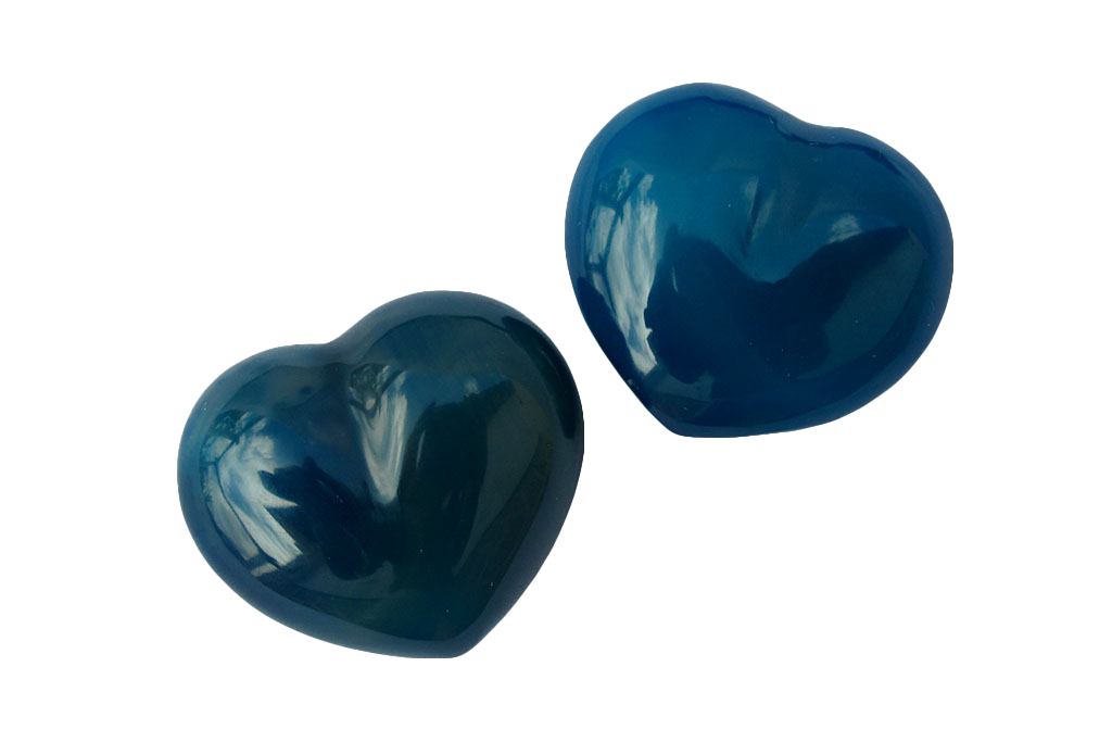 Blue Agate Handmade Jewelry Heart Carvings. Gift or Decorative items