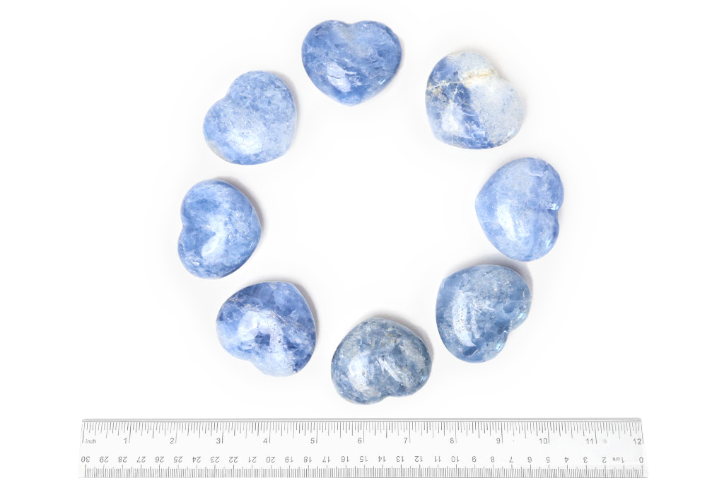 Blue Calcite Heart Carvings. Luxury and modern home decor. Gift idea items