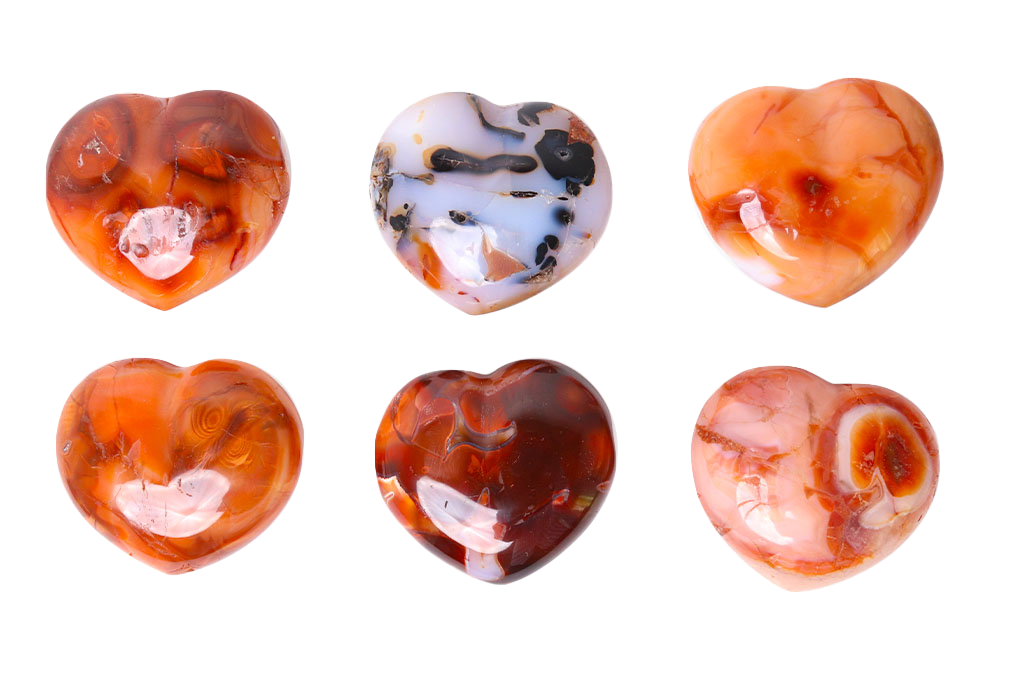 Carnelian Heart Carvings. Luxury and modern home decor. Gift idea items