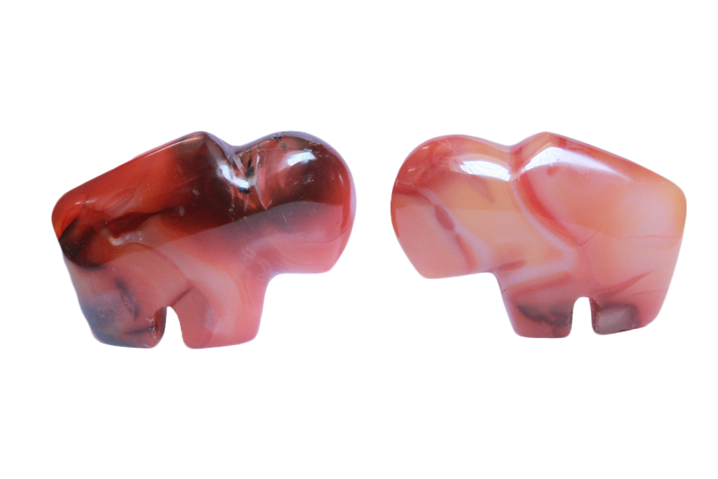 Carnelian Buffalo Carvings