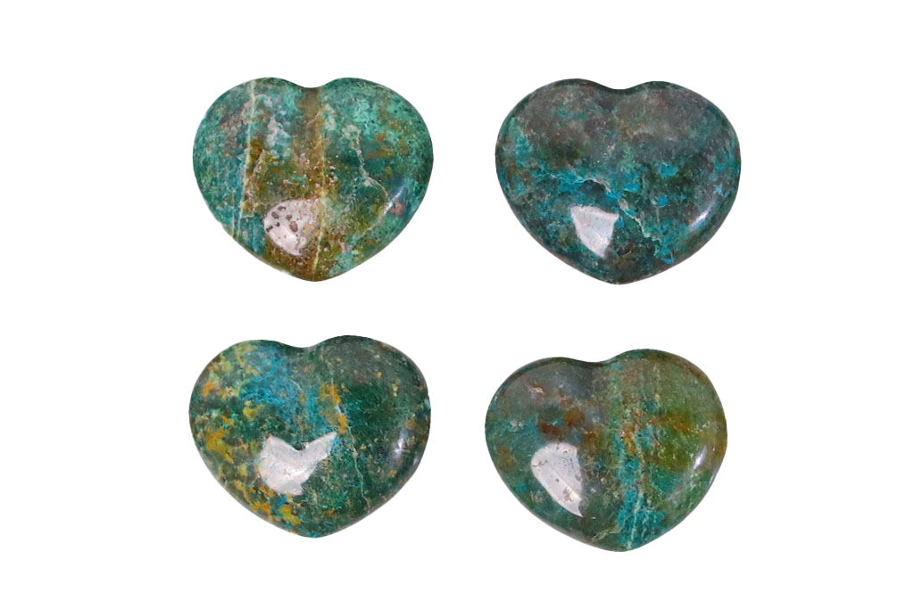 Chrysocolla Heart Carvings. Luxury and modern home decor. Gift idea items