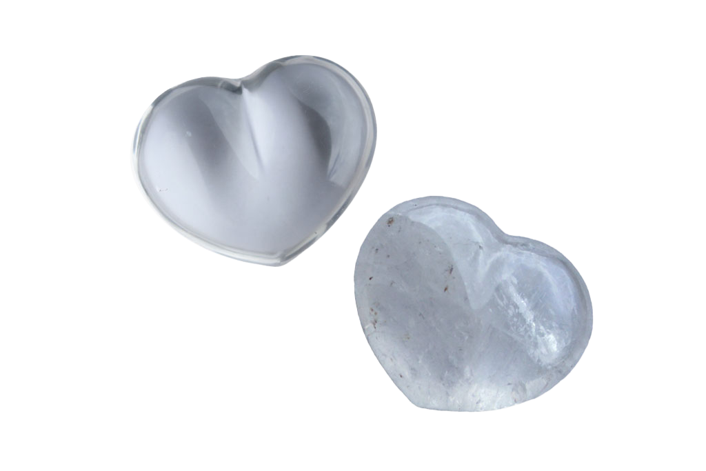 Crystal Quartz Handmade Jewelry Heart Carvings. Gift or Decorative items