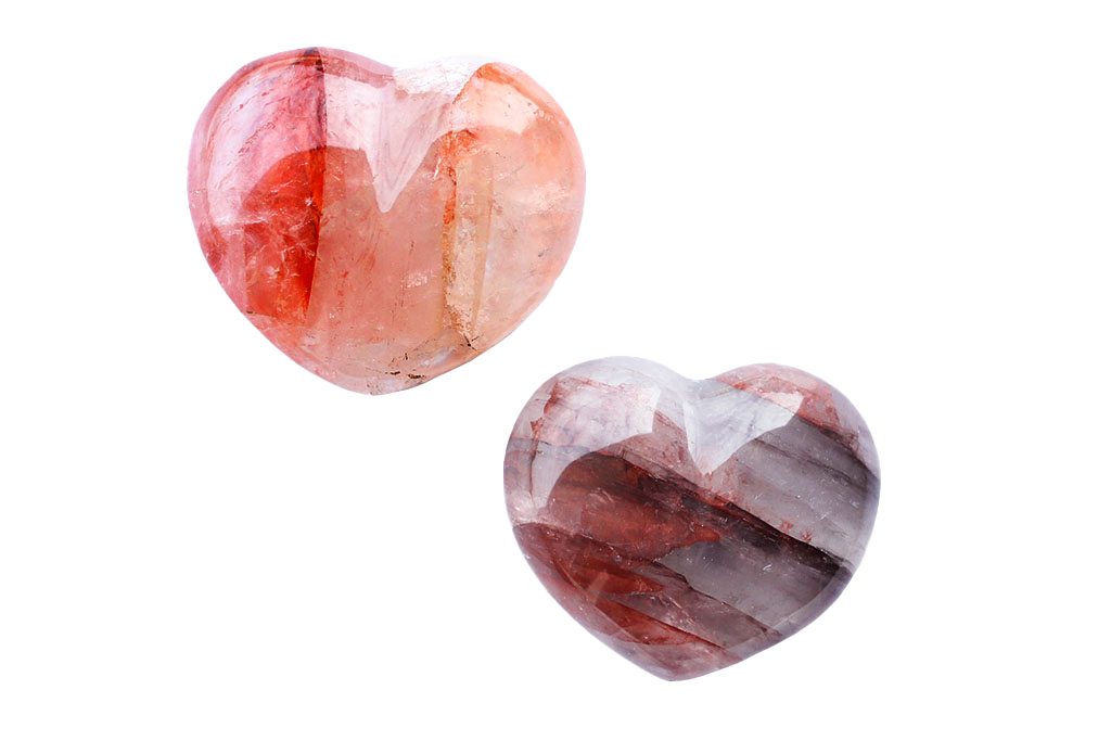 Fire Quartz Heart Carvings. Luxury and modern home decor. Gift idea items