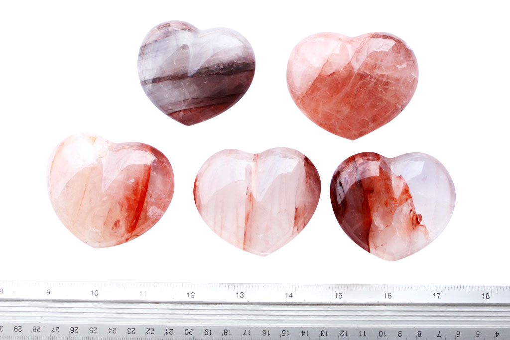 Fire Quartz Heart Carvings. Luxury and modern home decor. Gift idea items