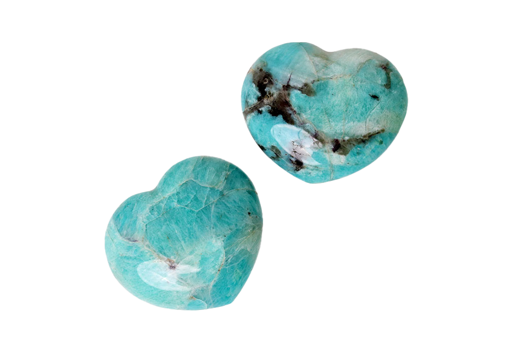 Amazonite Heart Carvings. Luxury and modern home decor. Gift idea items