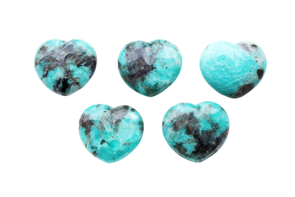 Amazonite Heart Carvings. Luxury and modern home decor. Gift idea items