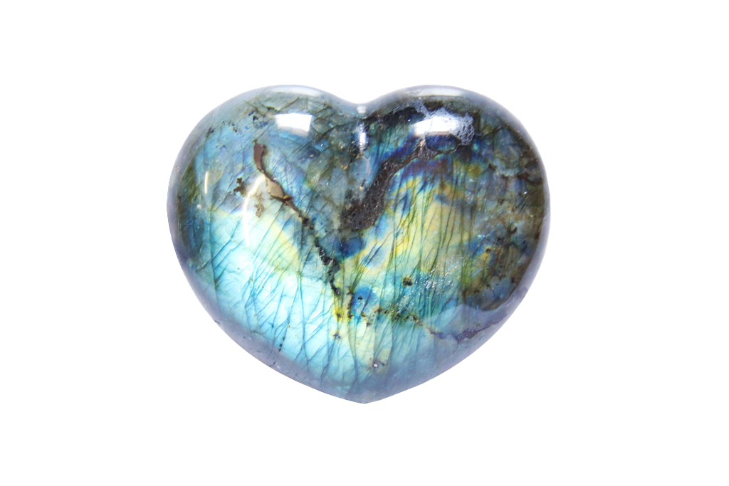 Electric Midnight Labradorite Heart Carvings. Luxury and modern home decor. Gift idea items