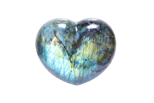 Electric Midnight Labradorite Heart Carvings. Luxury and modern home decor. Gift idea items