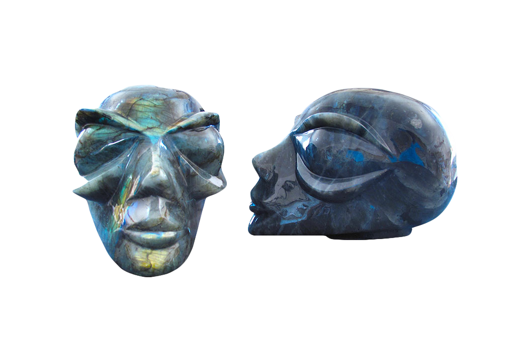 Labradorite Alien Face Carvings