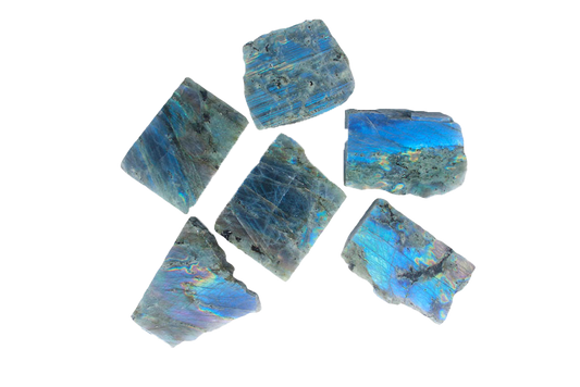 Labradorite - Peacock Blue - Polished One Face - 1 lb Bag