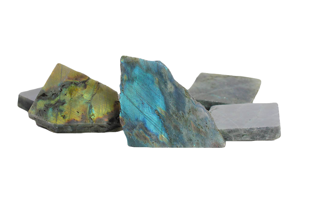 Labradorite - Peacock Blue - Polished One Face - 1 lb Bag