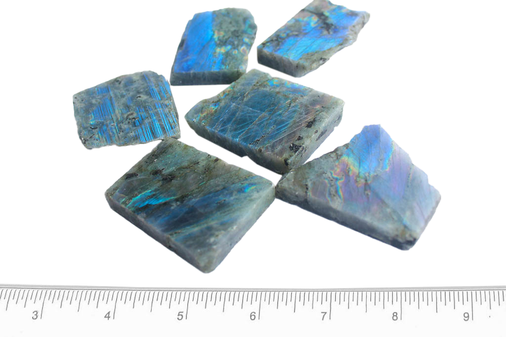 Labradorite - Peacock Blue - Polished One Face - 1 lb Bag