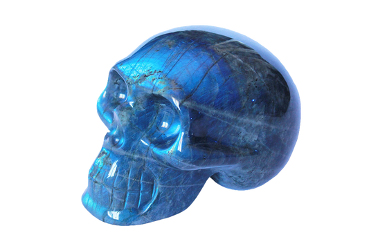 Handmade Labradorite Skull Carvings. Luxury Modern Interior Decoration