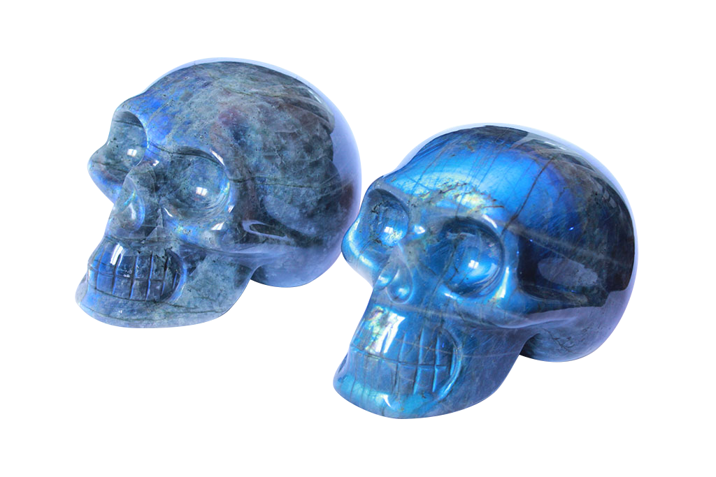 Labradorite - Peacock Blue - Skull Carvings