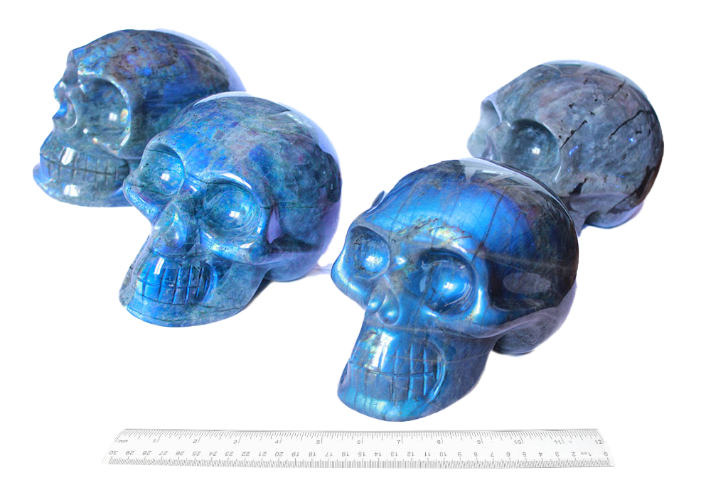 Labradorite - Peacock Blue - Skull Carvings