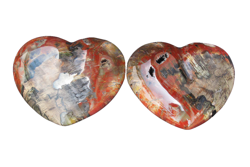 Petrified Wood - Red - Large Heart