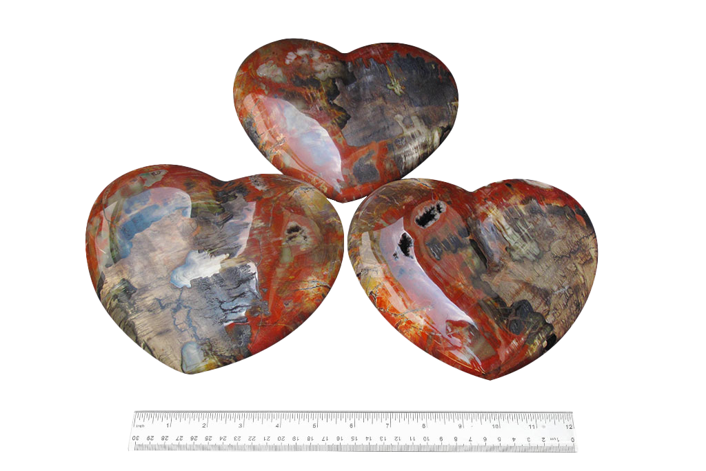 Petrified Wood - Red - Large Heart