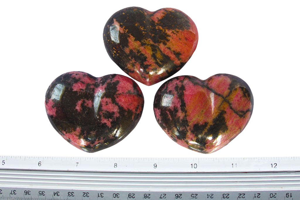 Rhodonite Heart Carvings. Luxury and modern home decor. Gift idea items