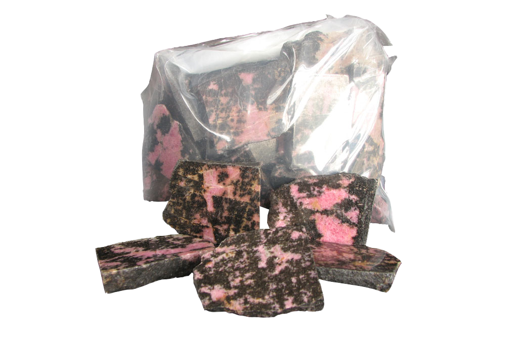 Rhodonite Polished One Face - 1 lb Bag