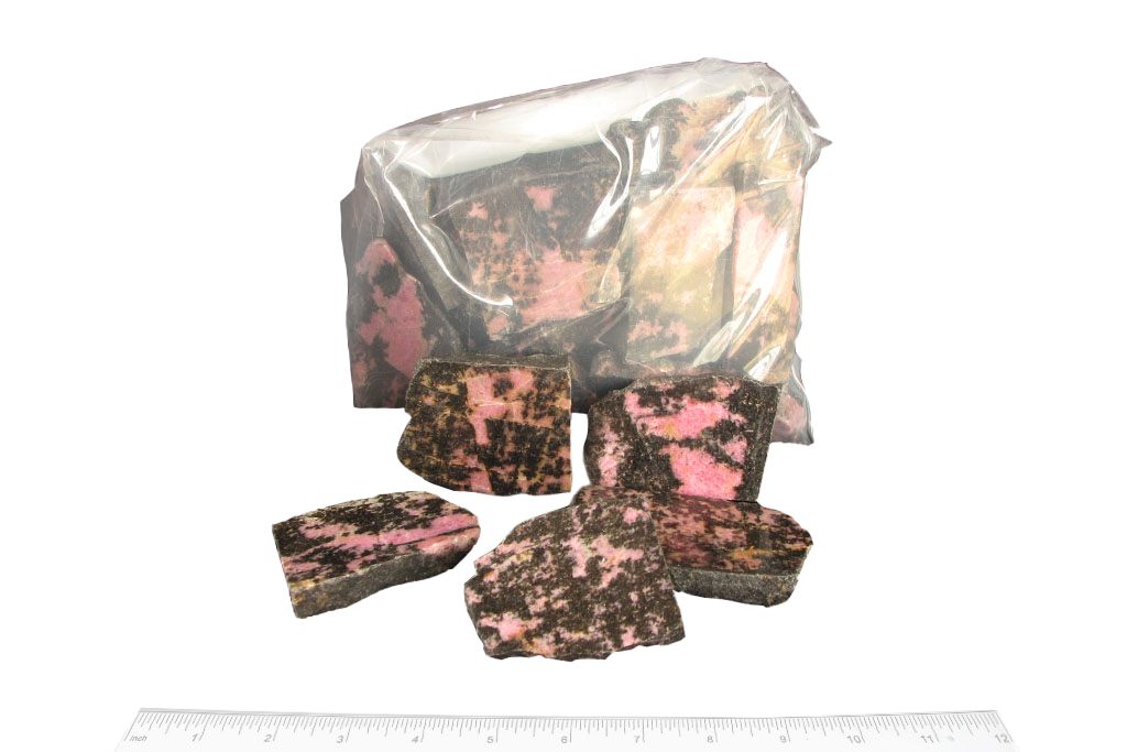 Rhodonite Polished One Face - 1 lb Bag