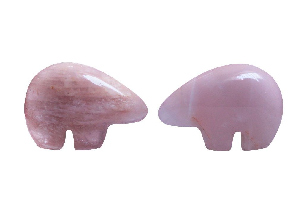 Gem Decor® Handmade Rose Quartz Bear Carvings - Luxury Decoration and gift