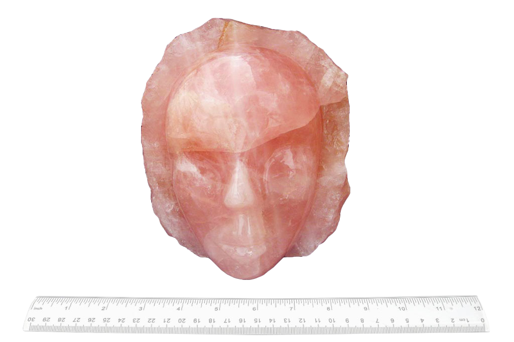Rose Quartz Face Carvings. Luxury Modern Interior Decoration