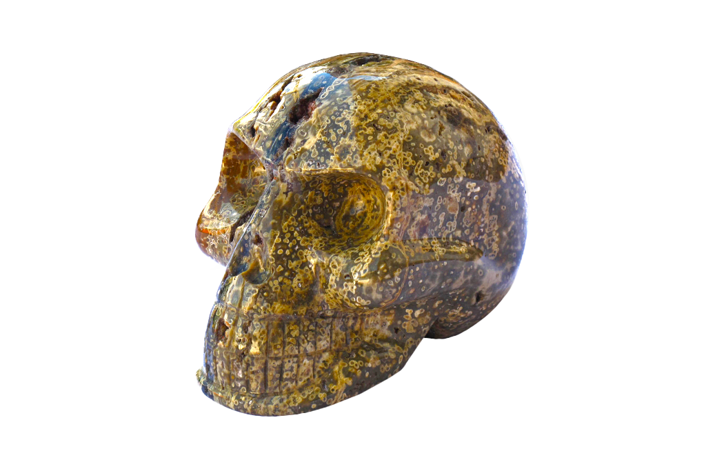 Handmade Sea Jasper Skull Carvings. Luxury Modern Interior Decoration