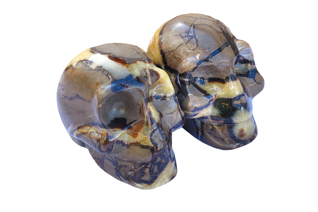Handmade Septarian Skull Carvings. Luxury Modern Interior Decoration