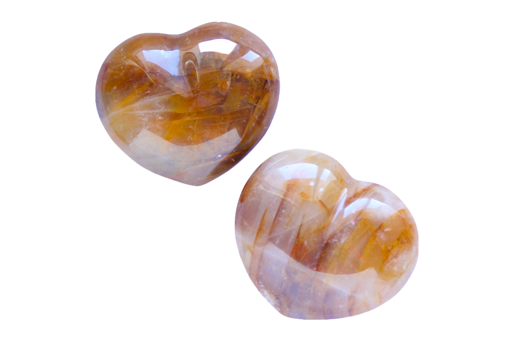 Yellow Hematoid Heart Carvings. Luxury and modern home decor. Gift idea items