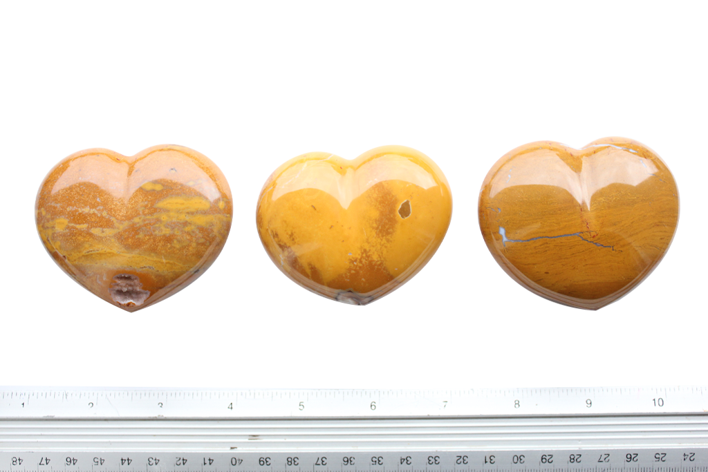 Yellow Jasper Heart Carvings. Luxury and modern home decor. Gift idea items