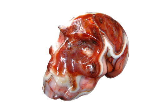 Handmade Carnelian Skull Carvings. Luxury Modern Interior Decoration