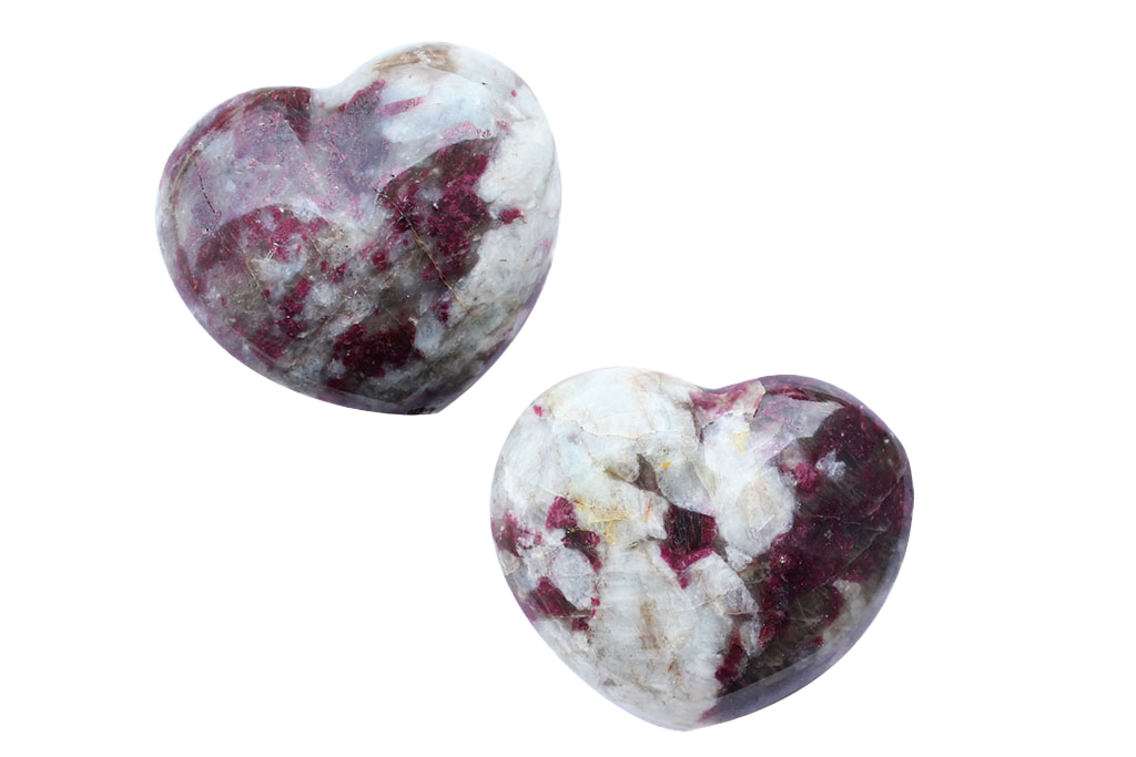 Ruby Tourmaline Heart Carvings. Luxury and modern home decor. Gift idea items