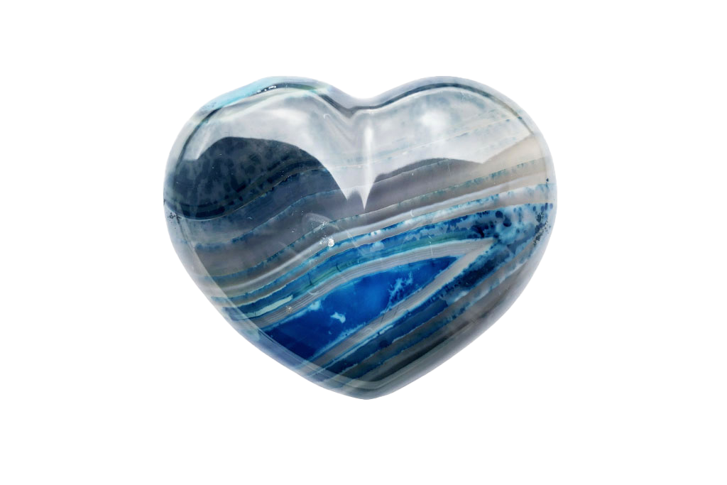 Blue Agate Heart Carvings. Luxury and modern home decor. Gift idea items