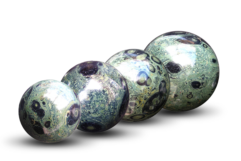 Hand polished Crocodile Jasper, Kambaba Jasper Spheres