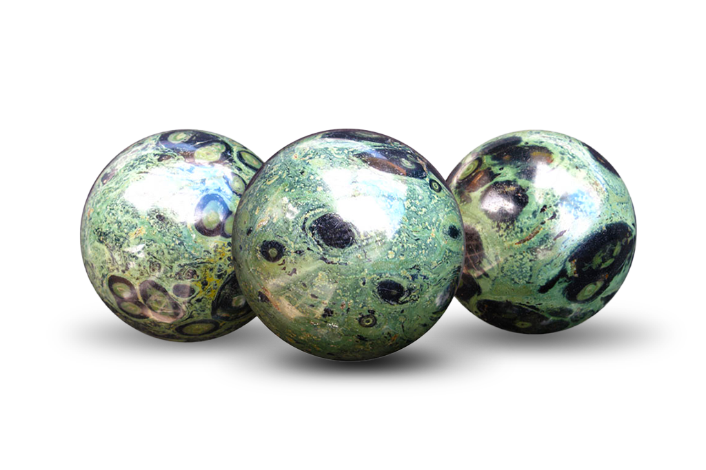 Hand polished Crocodile Jasper, Kambaba Jasper Spheres