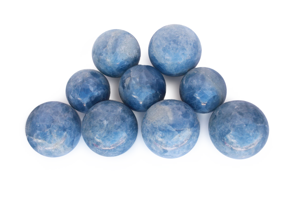 Hand Polished Blue Calcite Spheres