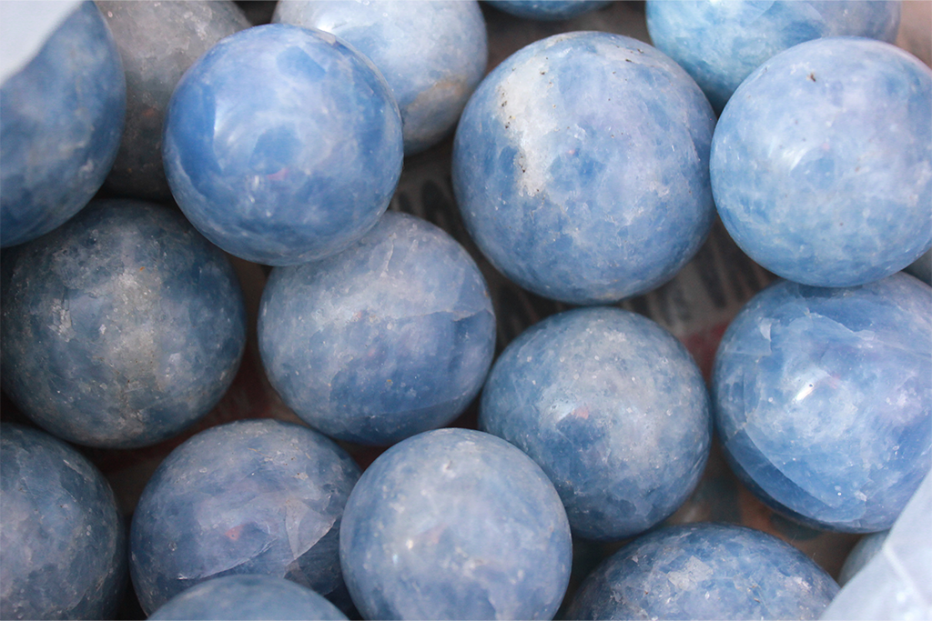 Hand Polished Blue Calcite Spheres